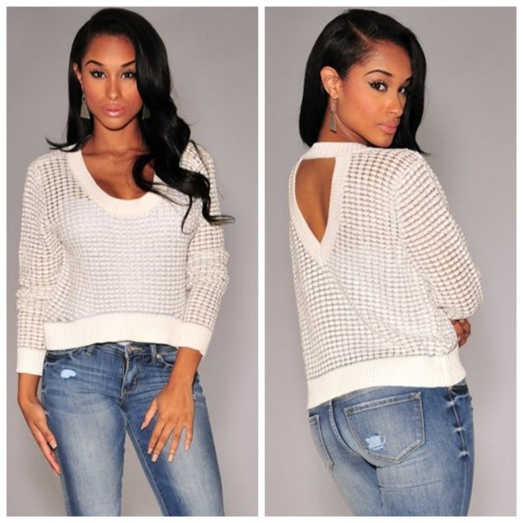 Guess Sweaters - GUESS White Knit Metallic Rayon Sweater